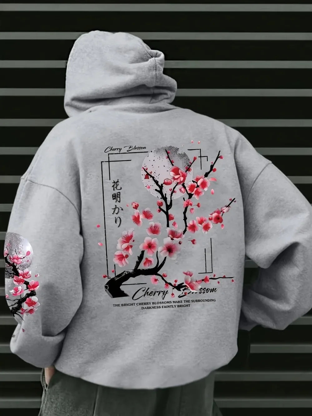 2025 Men's Autumn Cherry Blossoms and Moon Printed Patterns Soft and Comfortable Hoodie Fashion Outdoor Streetwear