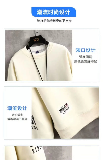 Japan Cartoon Men's Sweatshirt Hoodies Autumn Tiger Printed Long Sleeve T-shirt Fashion Men's Clothing Khaki O Neck Harajuku Top