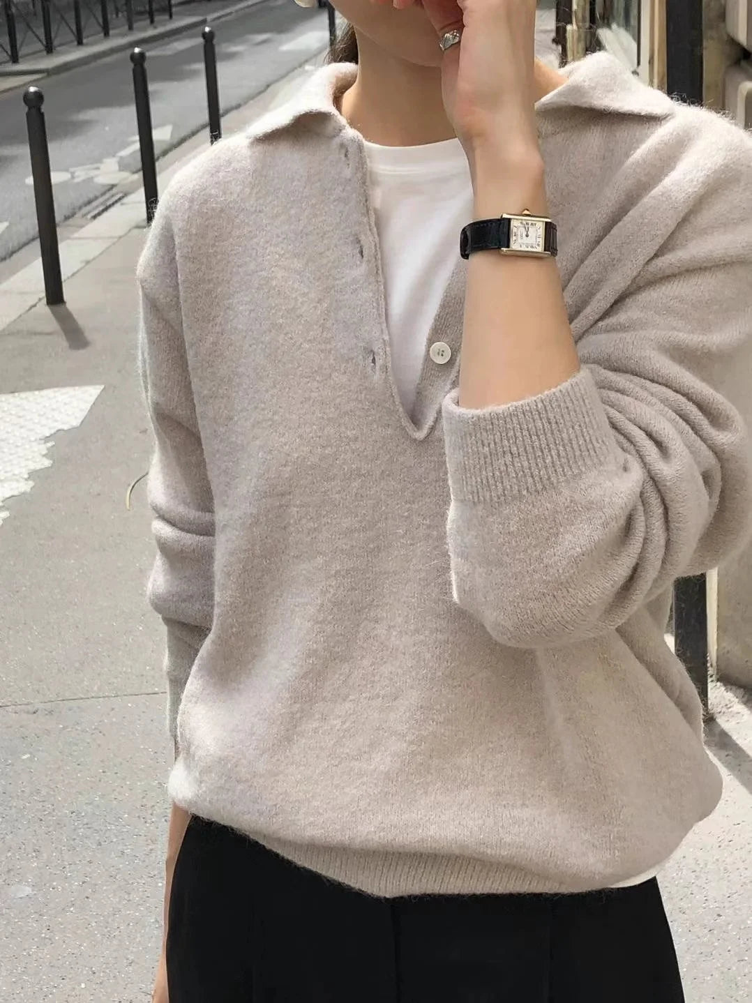 2025 Autumn/Winter New Women's Sweater 100% Wool Women's Knitted Hoodie Solid Color Casual Women's Top