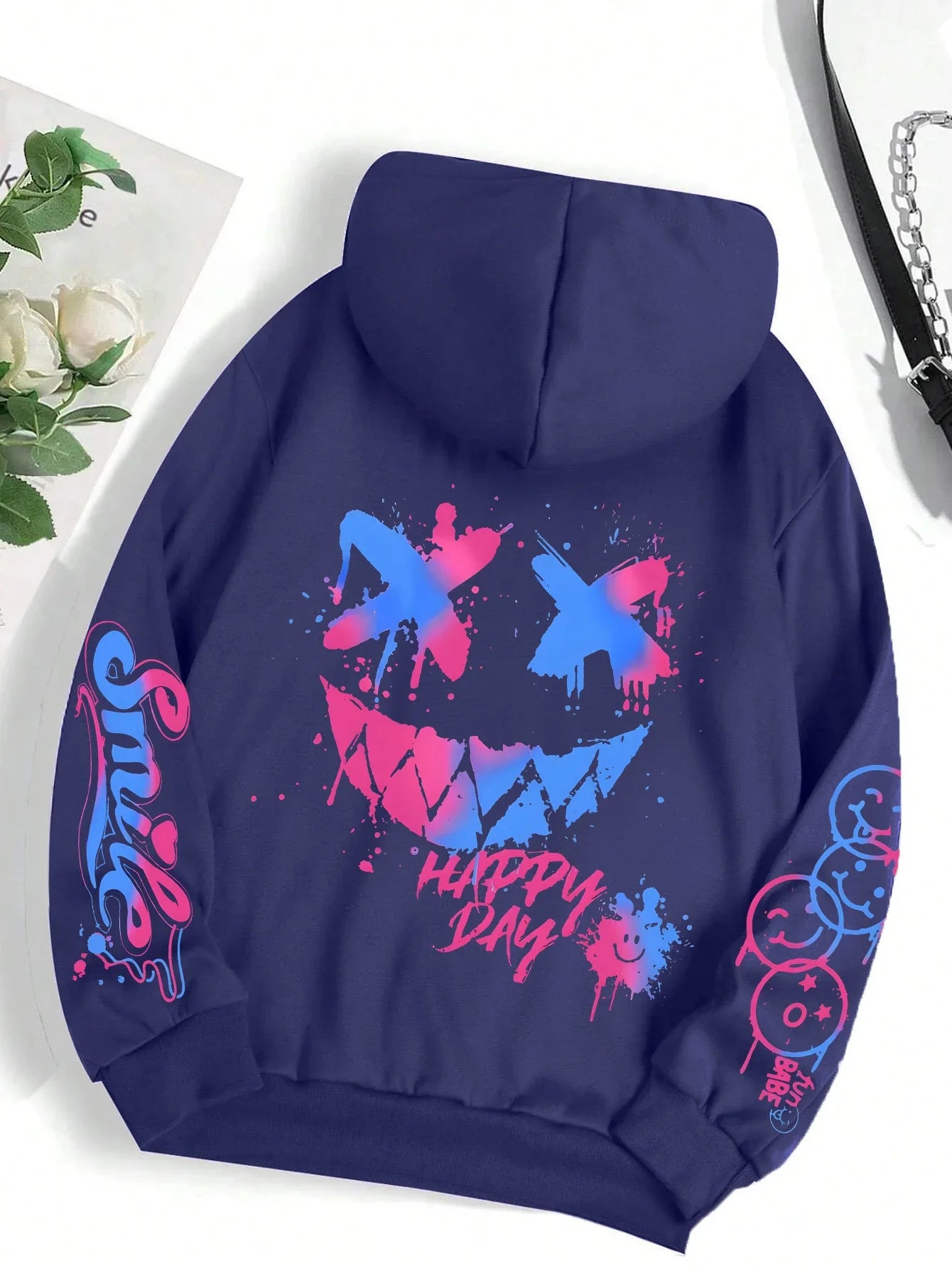 Happy Day Graffiti Print  men&Women Hoodie Street Hip Hop Hoody  Hoodies  Clothes