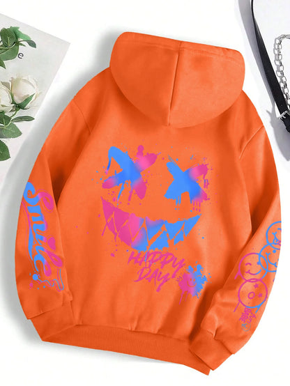 Happy Day Graffiti Print  men&Women Hoodie Street Hip Hop Hoody  Hoodies  Clothes