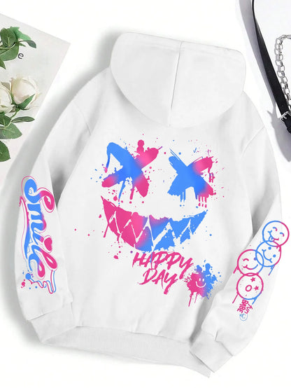 Happy Day Graffiti Print  men&Women Hoodie Street Hip Hop Hoody  Hoodies  Clothes