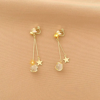 Vintage Personality Ear Clip Without Ear Piercings Advanced Sense Simple Earrings Fashion Temperament Pearl Ear Hanging Girl