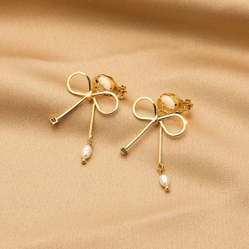 Vintage Personality Ear Clip Without Ear Piercings Advanced Sense Simple Earrings Fashion Temperament Pearl Ear Hanging Girl