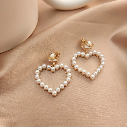 Vintage Personality Ear Clip Without Ear Piercings Advanced Sense Simple Earrings Fashion Temperament Pearl Ear Hanging Girl