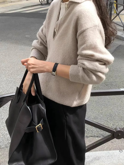 2025 Autumn/Winter New Women's Sweater 100% Wool Women's Knitted Hoodie Solid Color Casual Women's Top