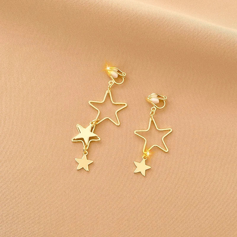 Vintage Personality Ear Clip Without Ear Piercings Advanced Sense Simple Earrings Fashion Temperament Pearl Ear Hanging Girl