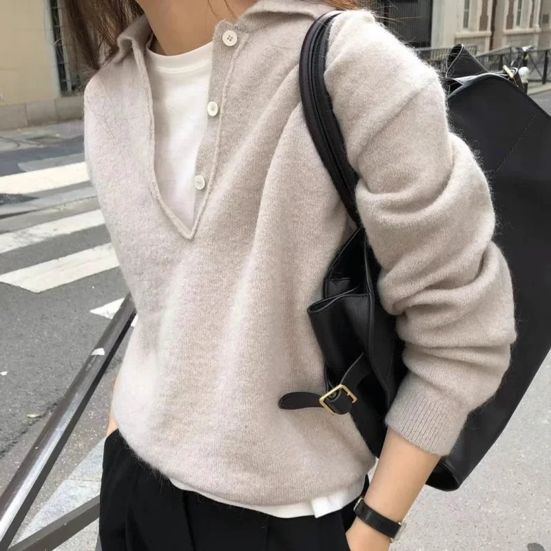 2025 Autumn/Winter New Women's Sweater 100% Wool Women's Knitted Hoodie Solid Color Casual Women's Top
