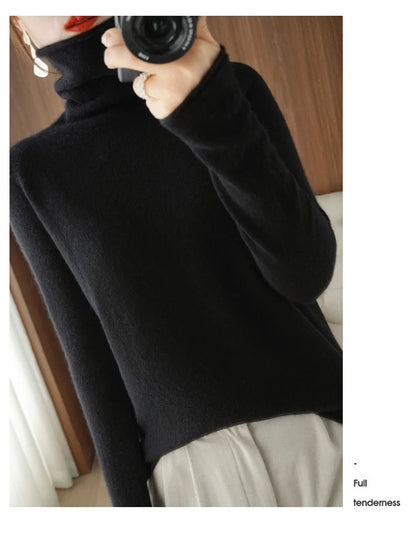 Autumn Winter Women Sweaters Turtleneck Long Sleeve Solid Slim Fit Basic Knit Tops Warm Bottoming Shirts High Strecth Pullovers