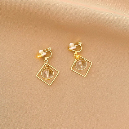 Vintage Personality Ear Clip Without Ear Piercings Advanced Sense Simple Earrings Fashion Temperament Pearl Ear Hanging Girl
