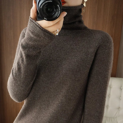 Autumn Winter Women Sweaters Turtleneck Long Sleeve Solid Slim Fit Basic Knit Tops Warm Bottoming Shirts High Strecth Pullovers