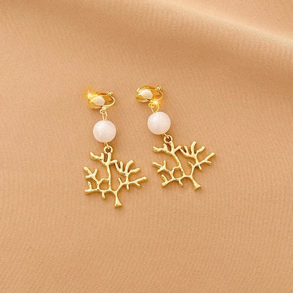 Vintage Personality Ear Clip Without Ear Piercings Advanced Sense Simple Earrings Fashion Temperament Pearl Ear Hanging Girl