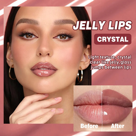 QIBEST Crystal Lip Balm Moisturizing Lip Gloss Oil Jelly Lipgloss Long Lasting Liquid Lipstick Hydrating Tinted Lip Serum Makeup