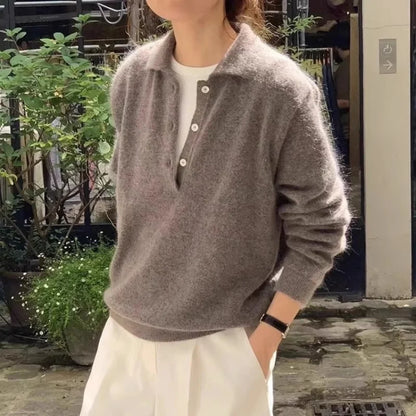 2025 Autumn/Winter New Women's Sweater 100% Wool Women's Knitted Hoodie Solid Color Casual Women's Top