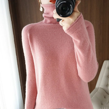 Autumn Winter Women Sweaters Turtleneck Long Sleeve Solid Slim Fit Basic Knit Tops Warm Bottoming Shirts High Strecth Pullovers