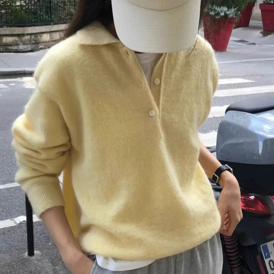 2025 Autumn/Winter New Women's Sweater 100% Wool Women's Knitted Hoodie Solid Color Casual Women's Top