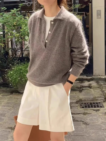 2025 Autumn/Winter New Women's Sweater 100% Wool Women's Knitted Hoodie Solid Color Casual Women's Top